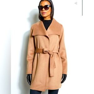 Elie Tahari Lightweight Wool Wrap Coat - Size M
